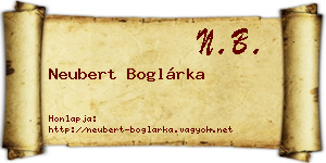 Neubert Boglárka névjegykártya